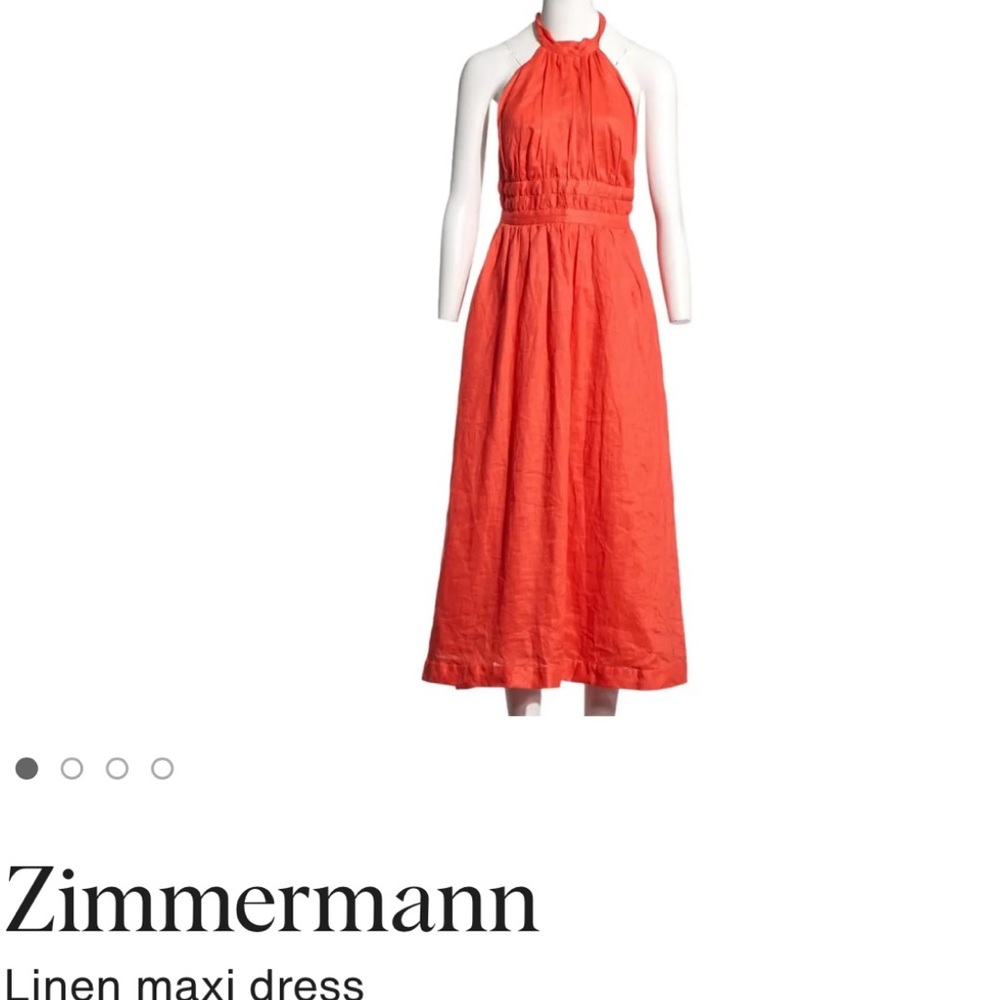 Zimmermann Bold Orange Linen Maxi Dress. NEW w/tags